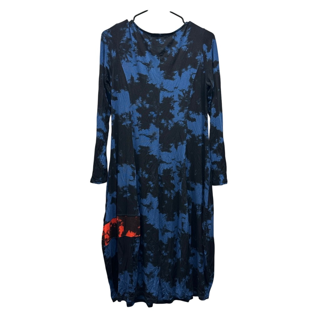 Alembika Blue Cloud Tie Dye Cocoon  Dress Long Sleeve Women Size 2 M Lagenlook